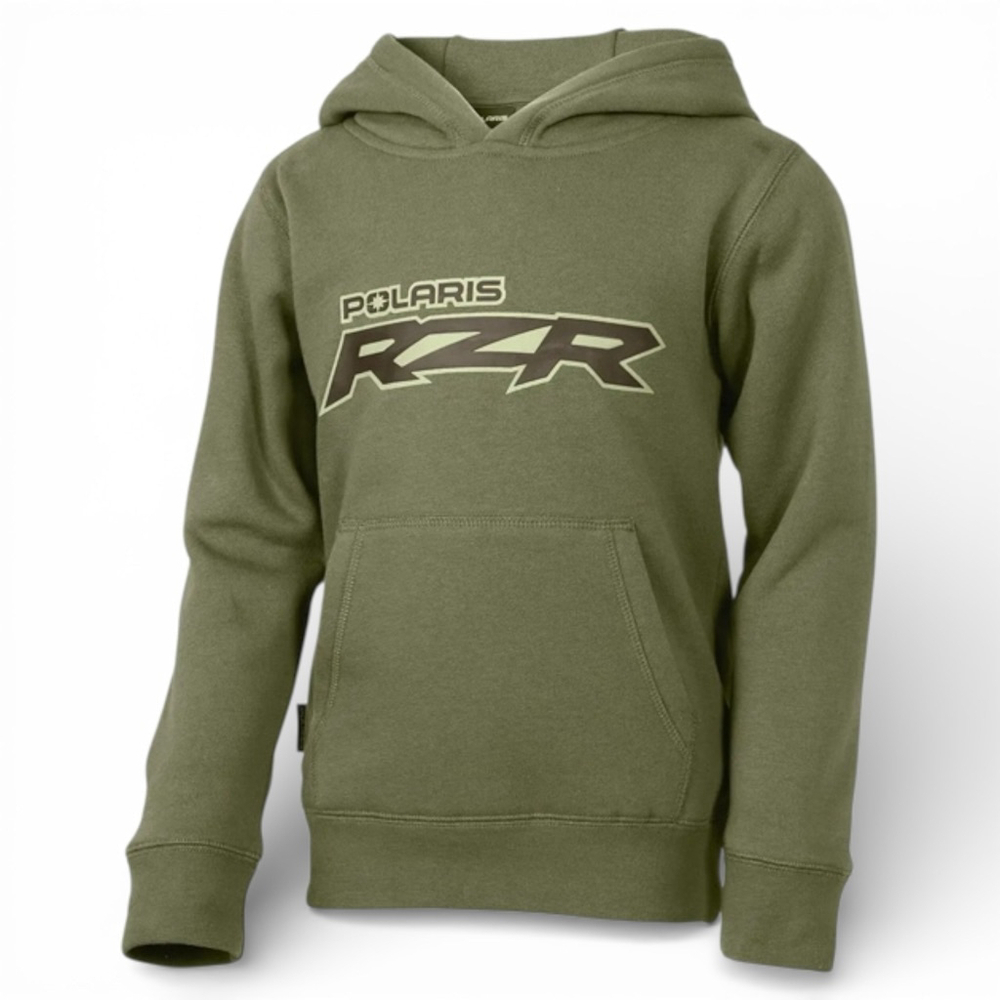 Polaris RZR Hoodie ATV UTV Logo Pullover Olive Green Sweatshirt Youth Small NWT